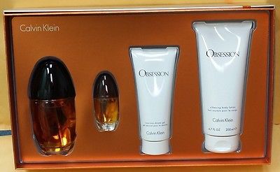 GIFTSET OBSESSION 4PCS(34 EDP SPRAY + 3 By CALVIN KLEIN For WOMEN